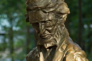 Statue of Thoreau at Walden Pond, Concord, MA. Digital photograph