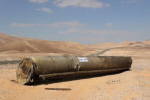 Missile wreckage after Iran launched ballistic missiles towards Israel, Arad - 02 Oct 2024