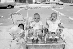 Twin-Toddlers-and-Doll-in-Strollers-1978.-New-York-New-York-1200x1200-1