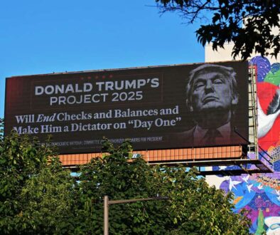 The Democratic National Committee Covers Philadelphia With Information On Trump Project 2025 With Billboards, Lite Brites, And A Plane Banner Flying Over Phillies Game