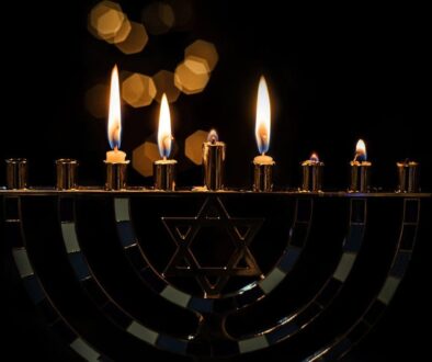 Hanukkah menorah with candles