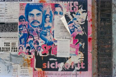 Posters, Swanfield St, Shoreditch, Tower Hamlets, 1990, 90c7-01-74