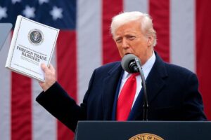 President Trump Holds "Make America Wealthy Again Event" In White House Rose Garden