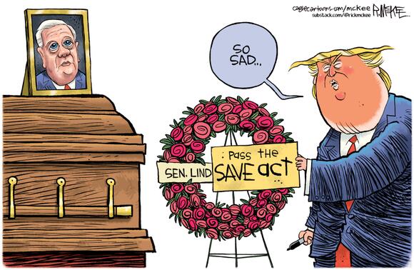 Cartoons on Trump’s SAVE America Act
