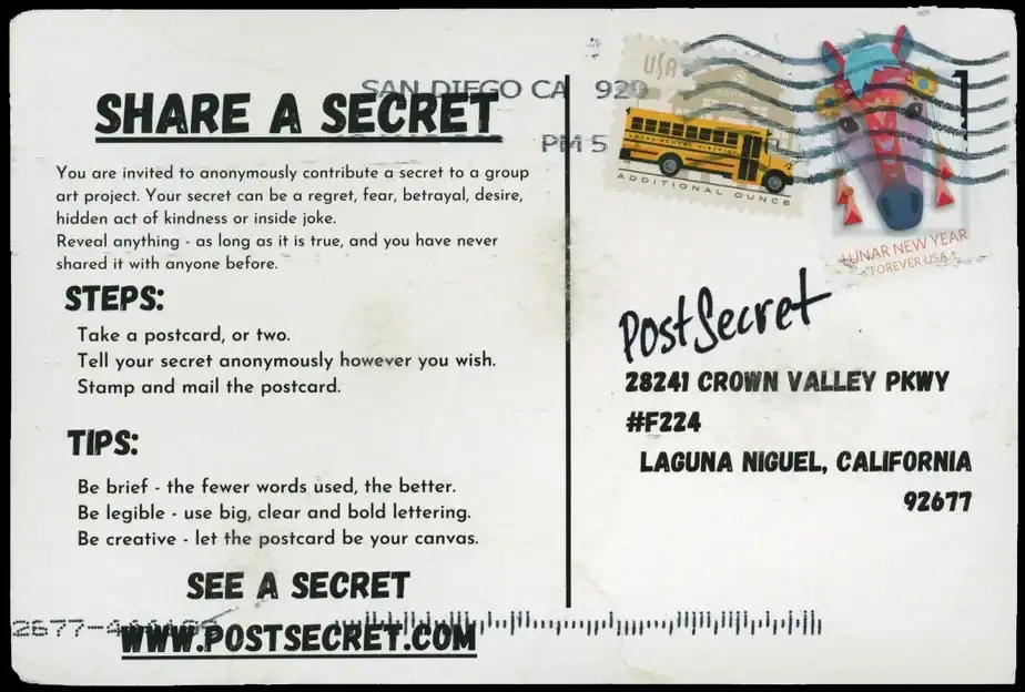 PostSecret – Discover true secrets that have never been shared. Explore the surprising stories behind the secrets.